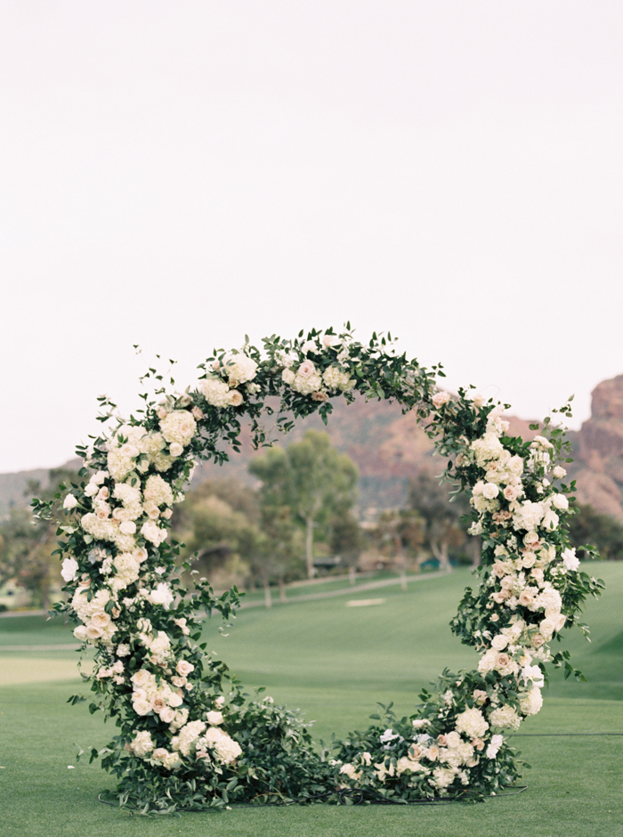 paradise valley country club wedding, circle floral arch