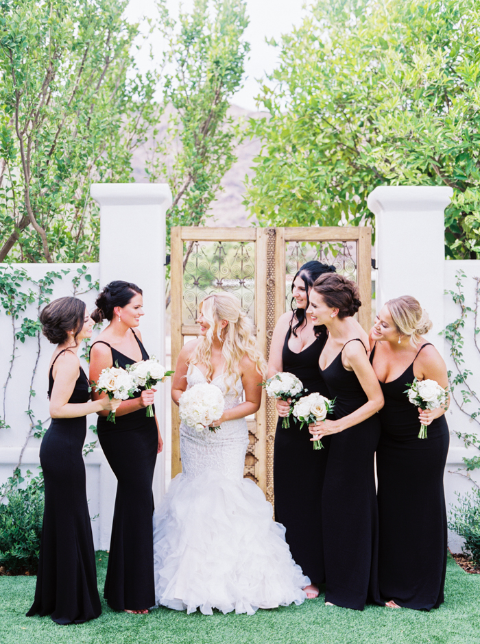 El Chorro Wedding photography, bridesmaids in black dresses